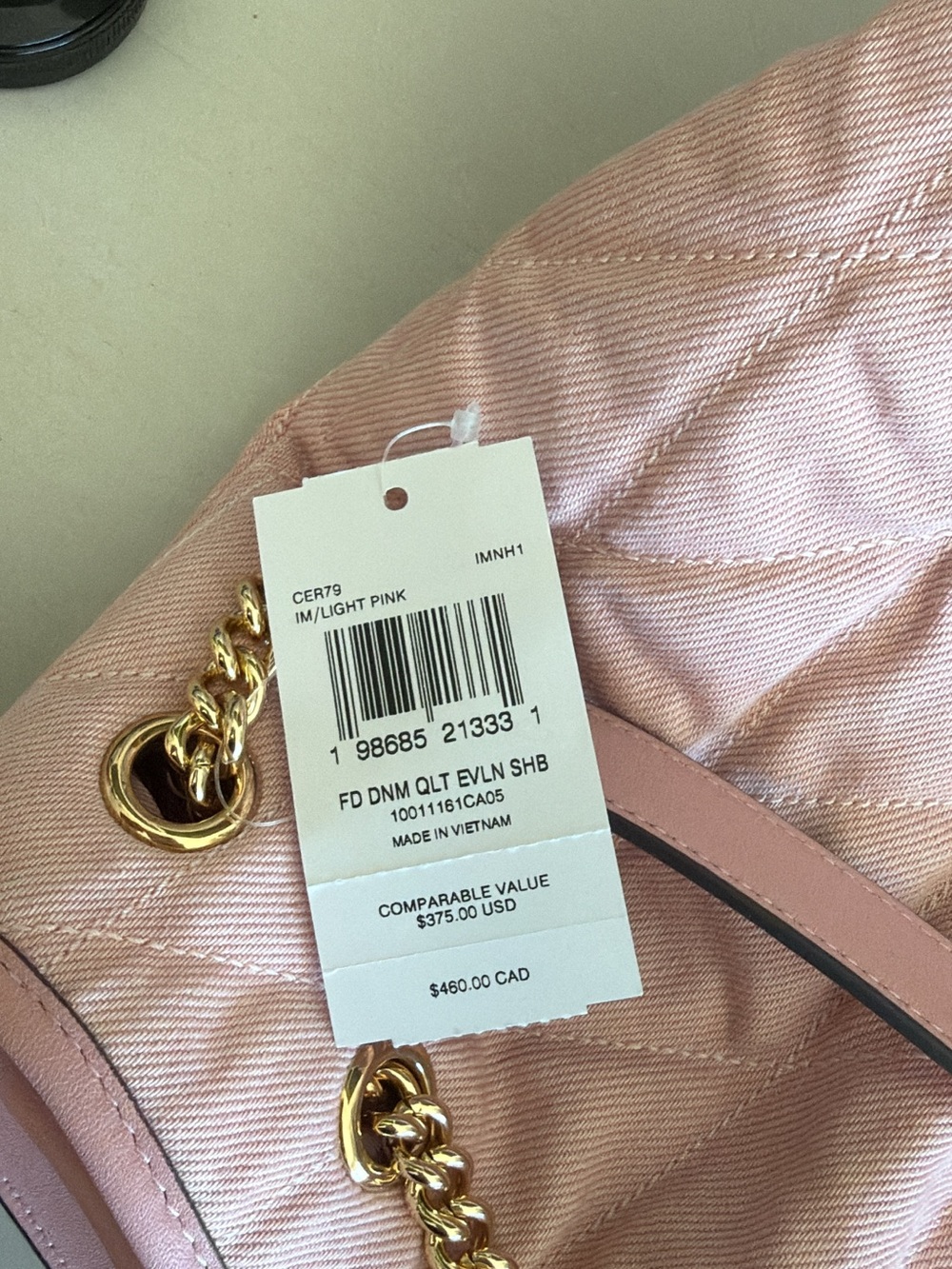 Coach Pink Denim Evelyn Chain-Handle Shoulder Bag - Coach - Picture 4 of 4
